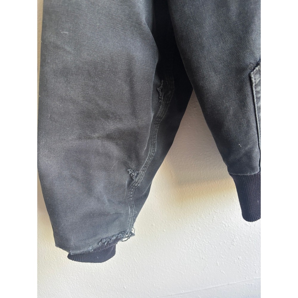 Carhartt J131 BLK Thrashed Faded Black Thermal Lined Duck Hooded Jacket Mens LG - Picture 5 of 11
